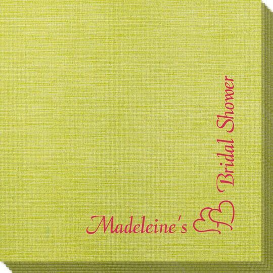 Corner Text with Graphic Double Hearts Bamboo Luxe Napkins